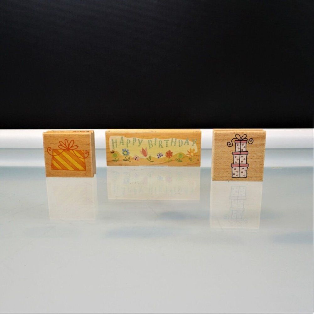 Happy Birthday Presents 3 Rubber Stamps All Night Media Sarah Beise Katie & Co
